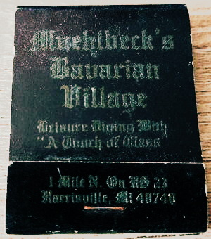 Alcona Brew Haus (Muehlbecks Bavarian Village) - Old Matchbook